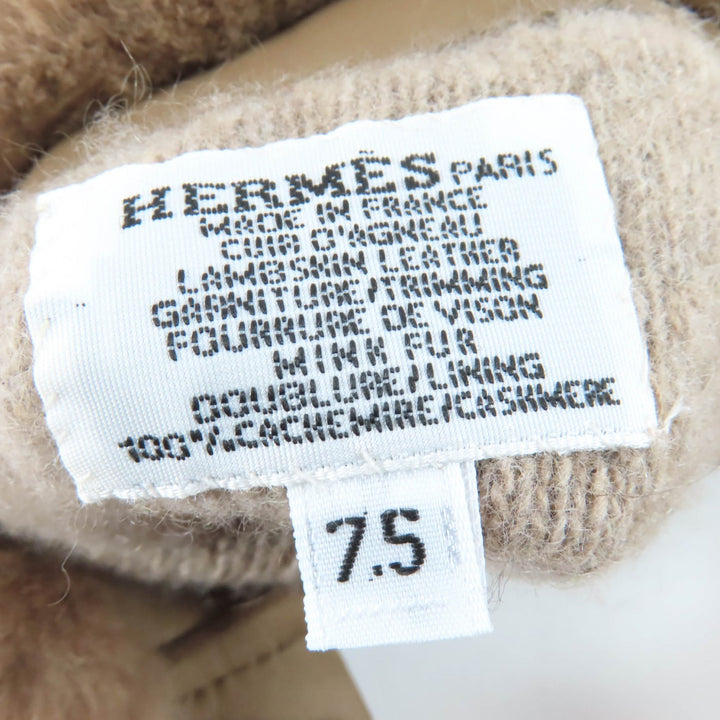 美品☆HERMES エルメス プリンセス アニョーミロ ラムスキン ミンク エトゥープ シルバー金具 ケリーカデナ付 手袋 7.5 仏製 レディース