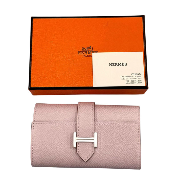 未使用品◇HERMES エルメス ベアン ヴォーエプソン シルバー金具 4連 レザー キーケース モーヴペール W刻印 箱付 フランス製 レディース