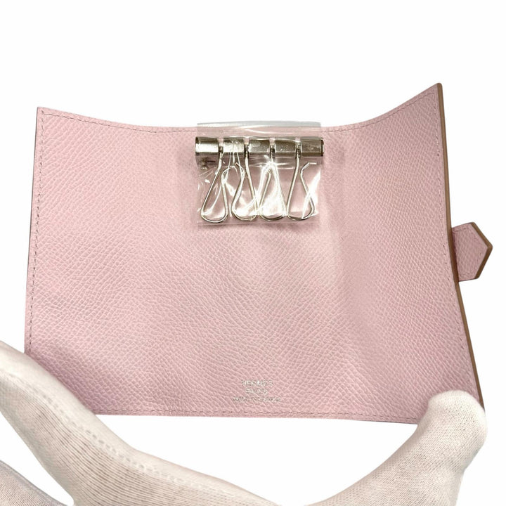未使用品◇HERMES エルメス ベアン ヴォーエプソン シルバー金具 4連 レザー キーケース モーヴペール W刻印 箱付 フランス製 レディース