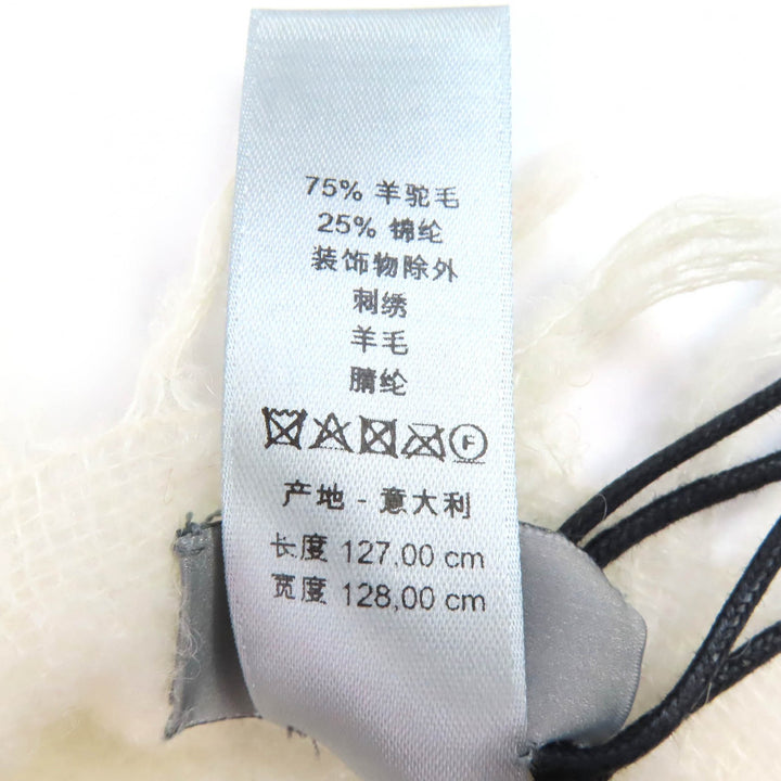 未使用品△DIOR DENIM TEARS ディオール オム デニム ティアーズ 39E0006A0877 アルパカ ロゴ刺繍 ボーダー柄 ショール マフラー マルチ