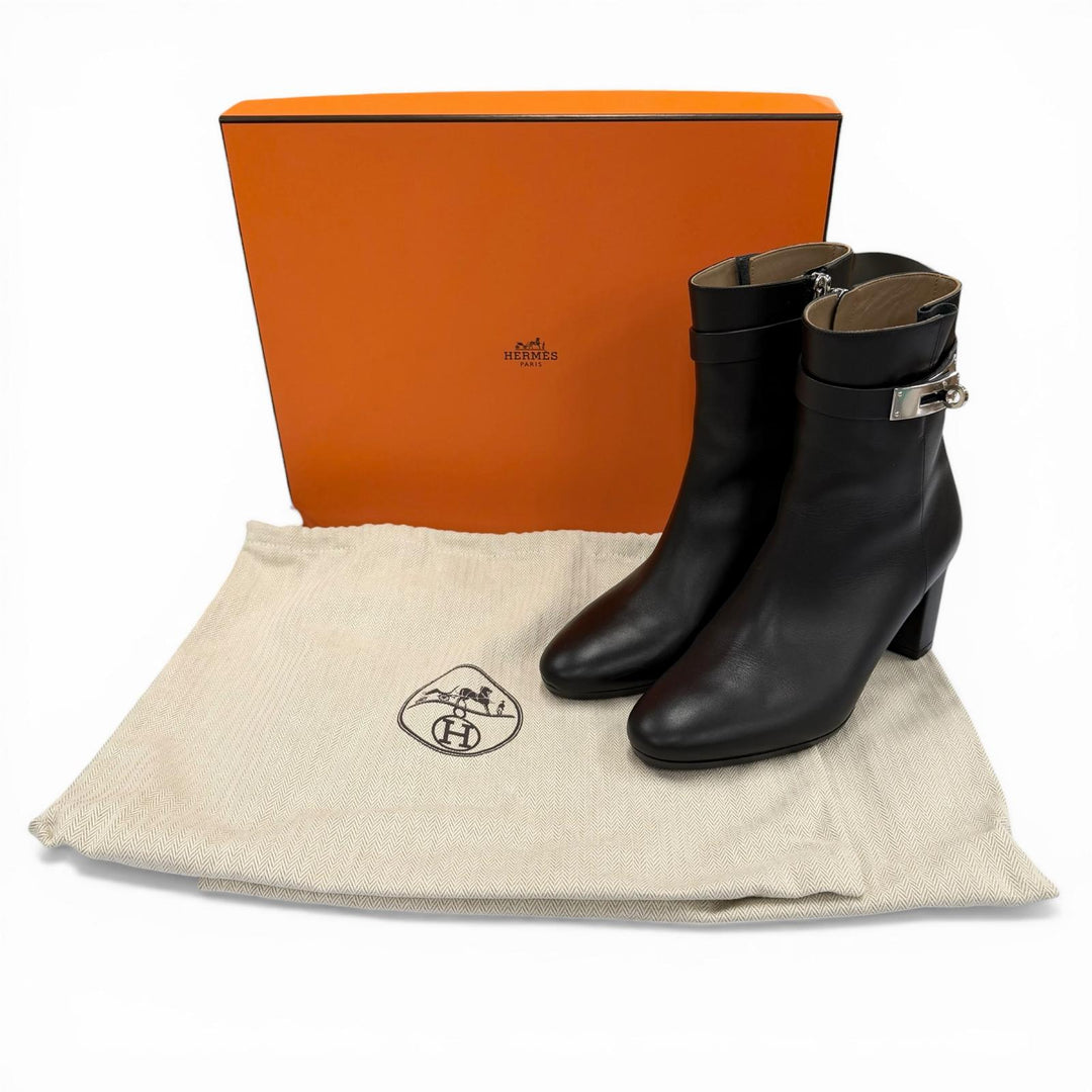 極美品◇HERMES エルメス 182102Z サンジェルマン ケリーバックル サイドジップ レザー ショートブーツ ブラック 35.5 箱・保存袋付 伊製