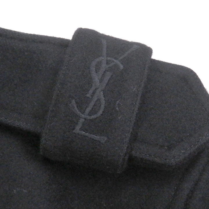 美品□YVES SAINT LAURENT イヴ・サンローラン 291830 カサンドラロゴ ダブルブレスト コート ブラック 44 イタリア製 正規品 メンズ