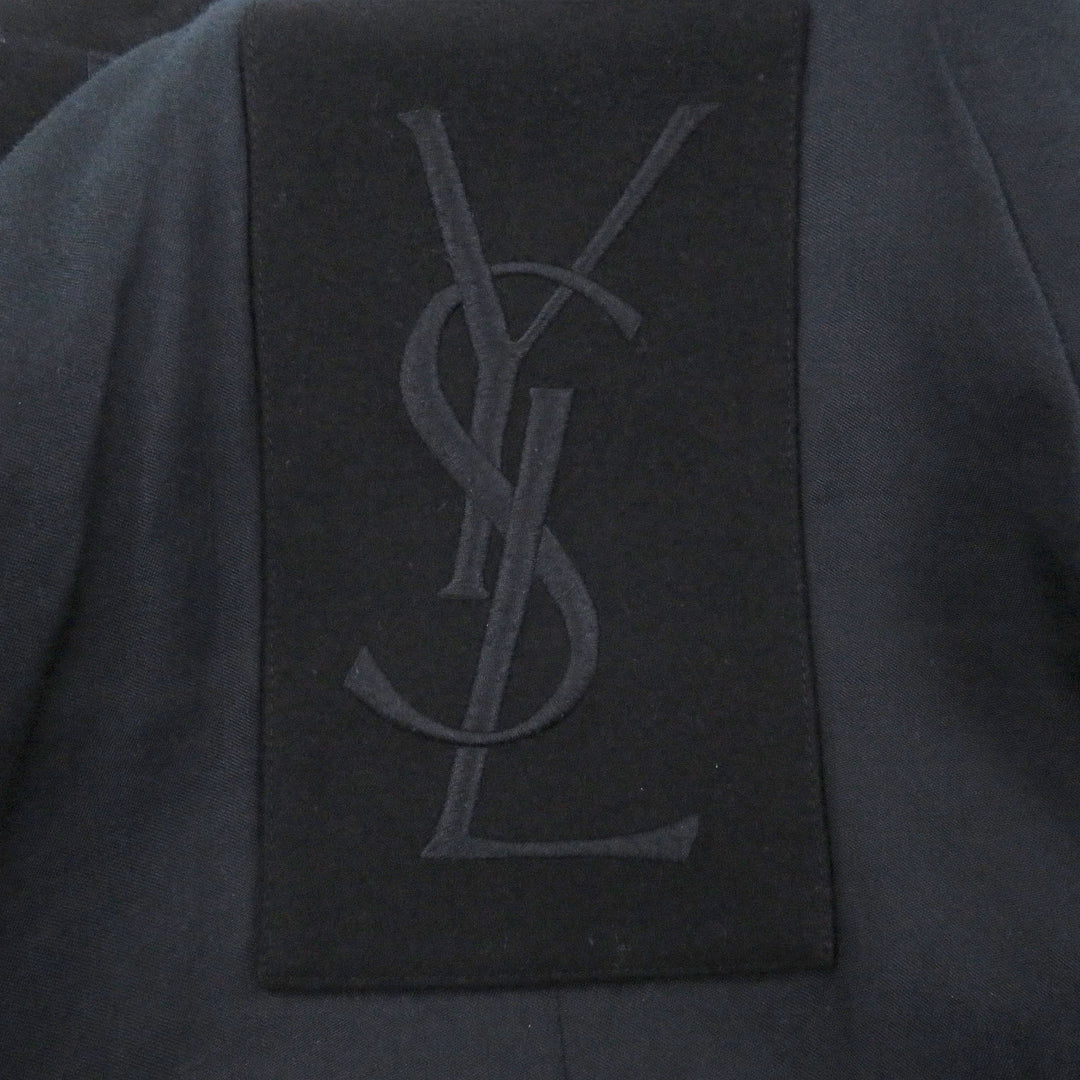 美品□YVES SAINT LAURENT イヴ・サンローラン 291830 カサンドラロゴ ダブルブレスト コート ブラック 44 イタリア製 正規品 メンズ