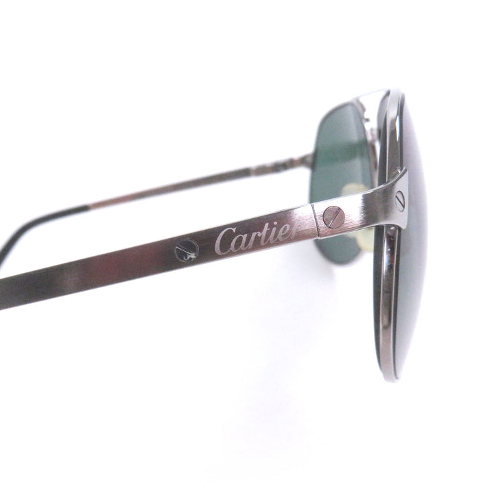 良品□Cartier カルティエ ヴィンテージ サントス デュモン ティアドロップ サングラス シルバー グリーン系レンズ 59□16 フランス製
