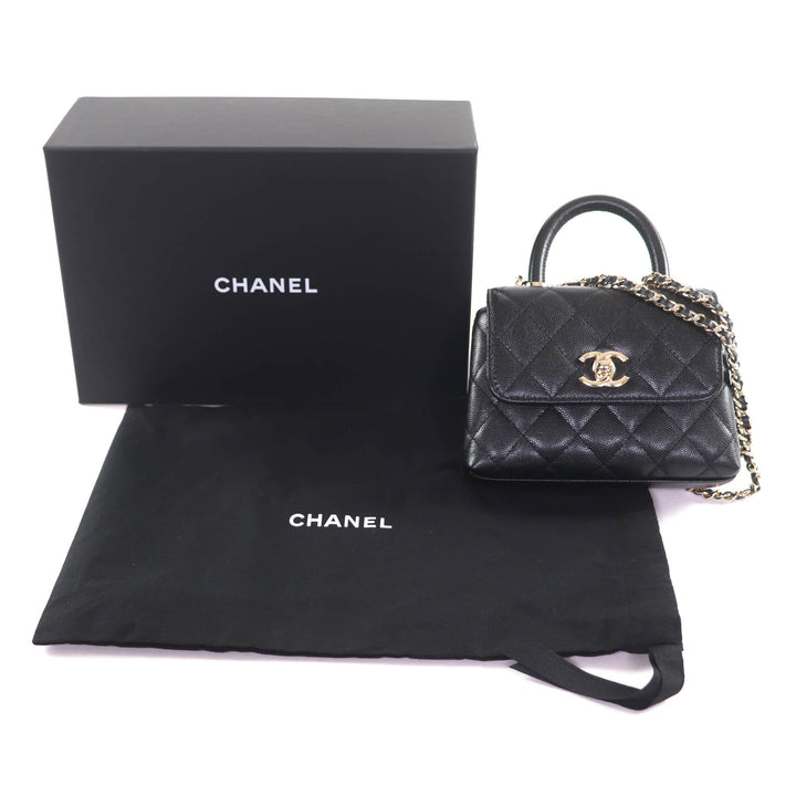 未使用品★CHANEL シャネル AP4244 キャビアスキン ココハンドル ミニ ショルダーバッグ ブラック ゴールド金具 箱・保存袋付 イタリア製