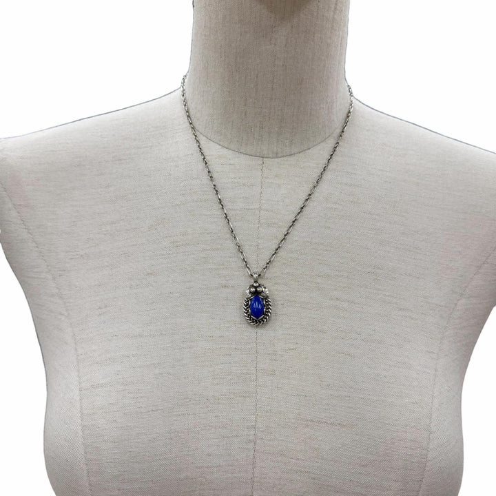 美品◇Georg Jensen ジョージジェンセン 1992 ヘリテージ コレクション イヤーペンダント 925 ラピスラズリ ネックレス 重量9.83g