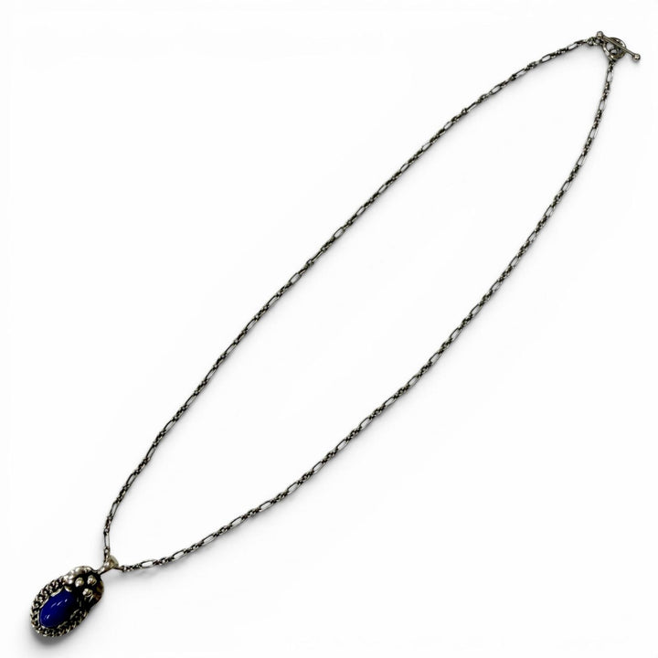 美品◇Georg Jensen ジョージジェンセン 1992 ヘリテージ コレクション イヤーペンダント 925 ラピスラズリ ネックレス 重量9.83g