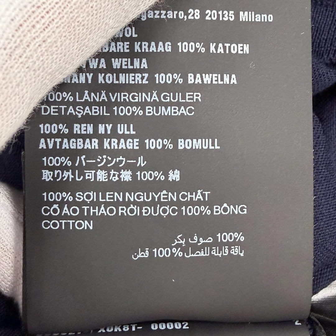 未使用品△PRADA プラダ 2024年製 DNA00T バージンウール100％ 襟付き 2WAY 長袖 ニット ポロシャツ ネイビー 44 正規品 レディース