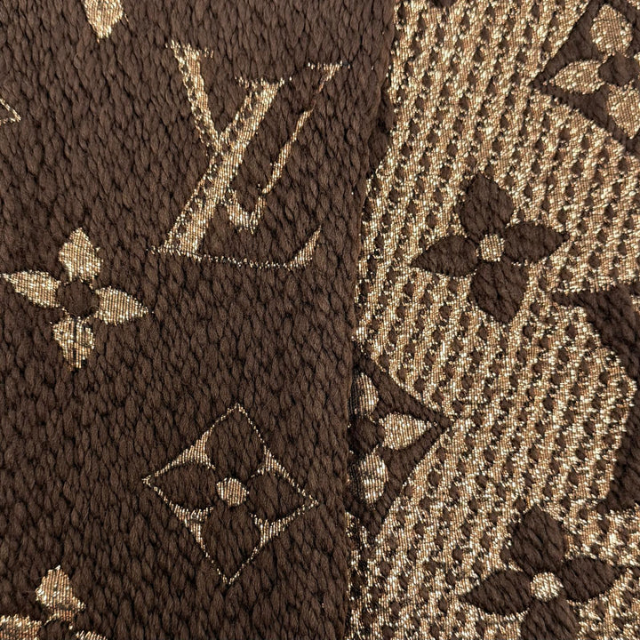 美品☆LOUIS VUITTON ルイヴィトン M71383 エシャルプ ロゴマニア シャイン ウール シルク マロン モノグラム マフラー 伊製 正規品