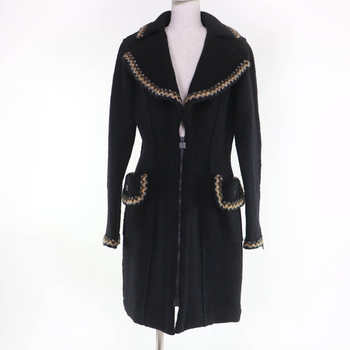 極美品☆CHANEL シャネル ヴィンテージ 06A P29214V14904 スポーツライン アルパカ混 ココマーク ZIP ロングコート ブラック 36 正規品
