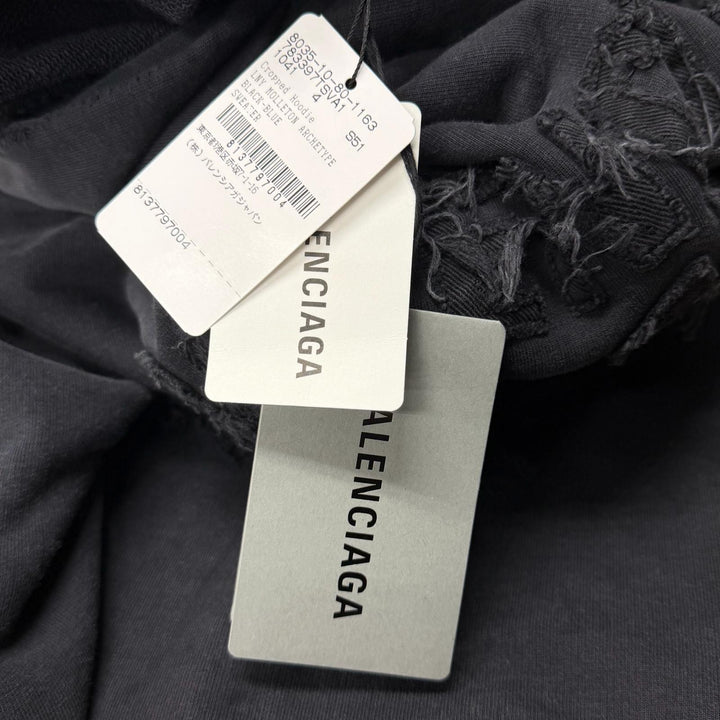 未使用品★バレンシアガ 24-25SS 783397 コットン100％ フレイドデストロイ加工 クロップド丈 パーカー 4 正規品 ユニセックス