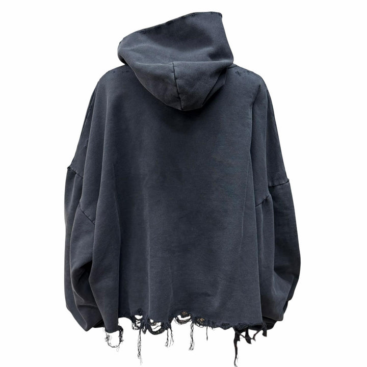 未使用品★バレンシアガ 24-25SS 783397 コットン100％ フレイドデストロイ加工 クロップド丈 パーカー 4 正規品 ユニセックス