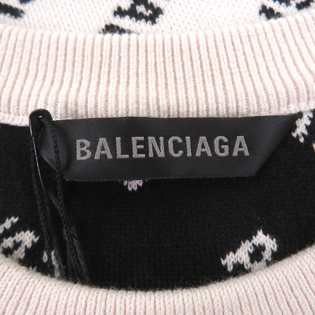 未使用品□BALENCIAGA バレンシアガ 702952 All Over Logo Sweaters オールオーバーロゴ 総柄 セーター アイボリー XS イタリア製 正規品
