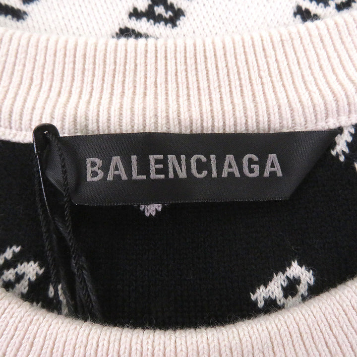 未使用品□BALENCIAGA バレンシアガ 702952 All Over Logo Sweaters オールオーバーロゴ 総柄 セーター アイボリー XS イタリア製 正規品