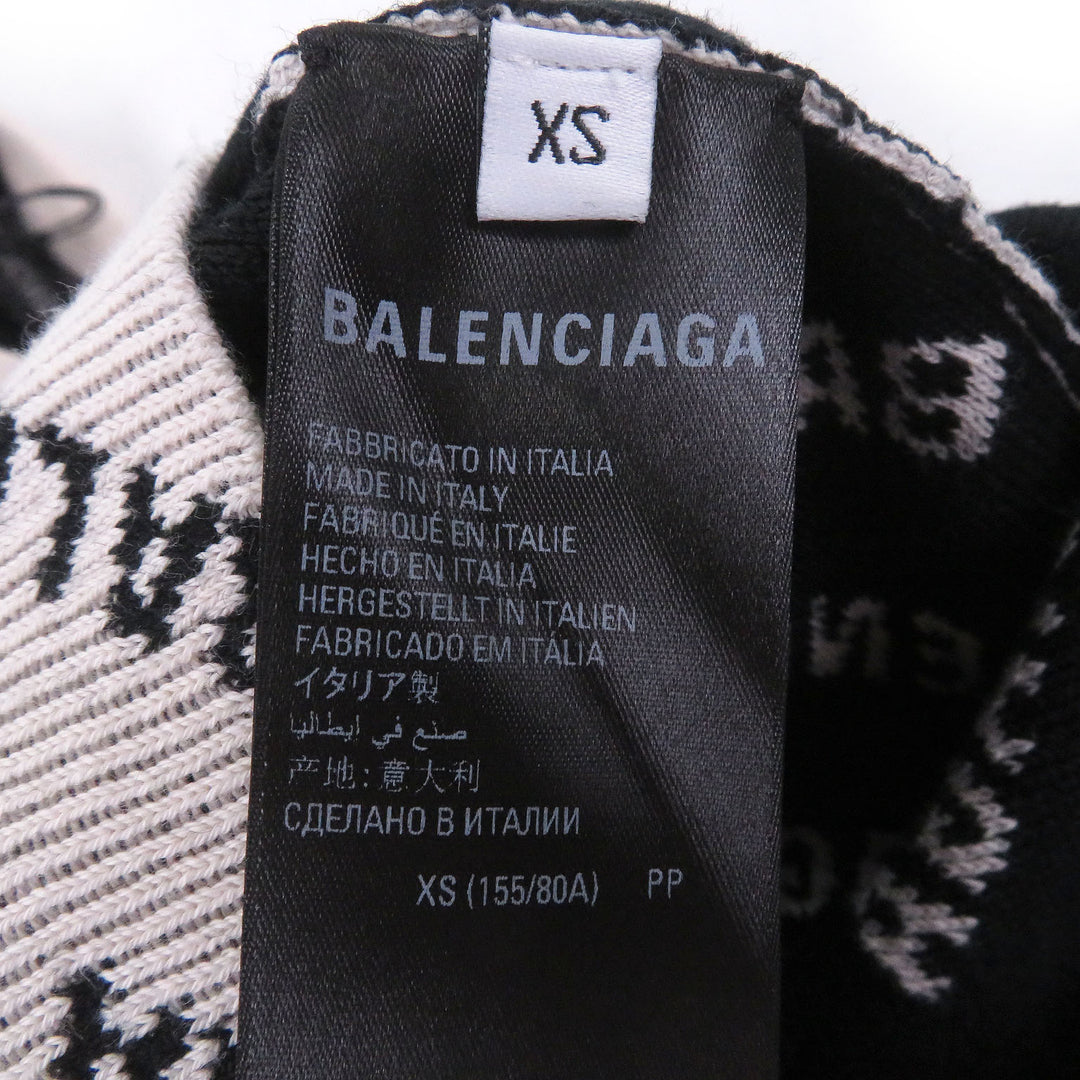 未使用品□BALENCIAGA バレンシアガ 702952 All Over Logo Sweaters オールオーバーロゴ 総柄 セーター アイボリー XS イタリア製 正規品