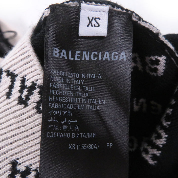 未使用品□BALENCIAGA バレンシアガ 702952 All Over Logo Sweaters オールオーバーロゴ 総柄 セーター アイボリー XS イタリア製 正規品