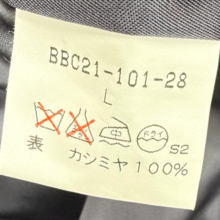 美品▼BURBERRY LONDON バーバリーロンドン カシミヤ100% 比翼仕立て ステンカラーコート ネイビー L 日本製 正規品 メンズ ビジネス◎