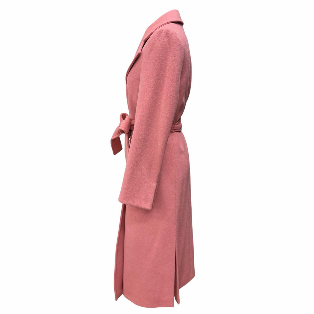美品★MAX&amp;CO マックスアンドコー 60145019 ウール100％ ベルト付 ラップコート アウター ピンク 38 正規品 レディース