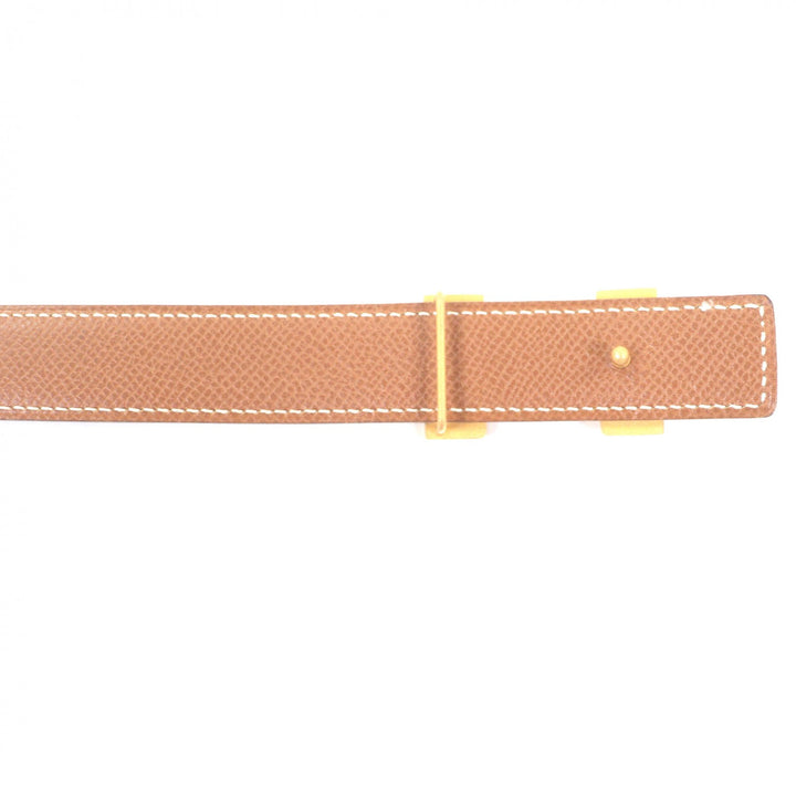 良品□HERMES エルメス ヴィンテージ マルジェラ期 Hロゴゴールドバックル レザーベルト ダークブラウン 70 フランス製 □A刻印入り