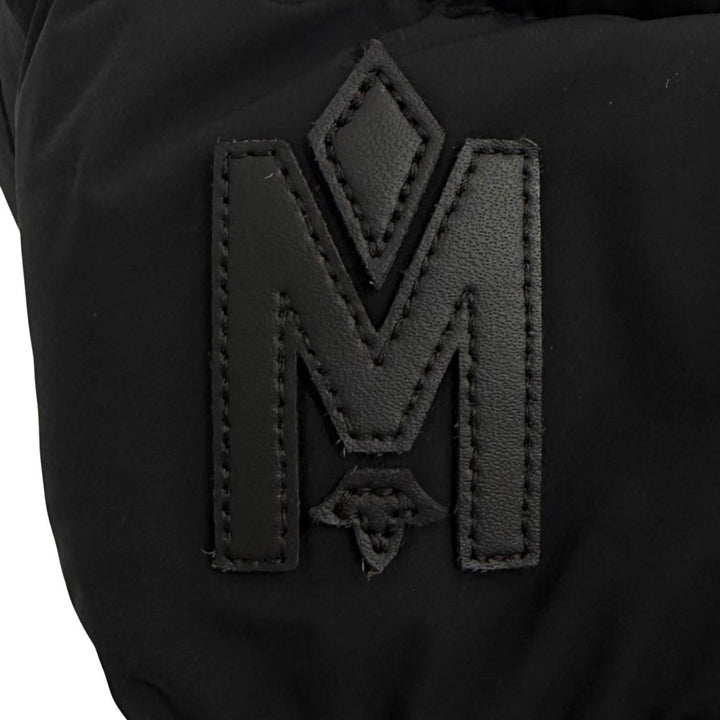 極美品★MACKAGE マッカージュ 11542632 CALLA-BX ロゴパッチ付 レザー使い FOXファー ZIP UP ダウンコート ブラック XS 正規品