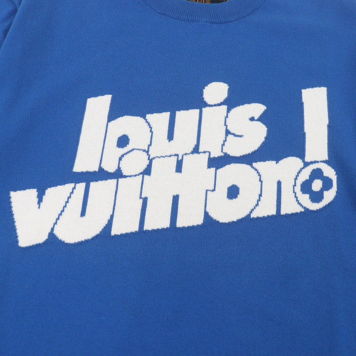 美品□LOUIS VUITTON ルイヴィトン 21AW コットン シルク エブリデイ インサイドアウト 半袖ニット ブルー S イタリア製 正規品 メンズ