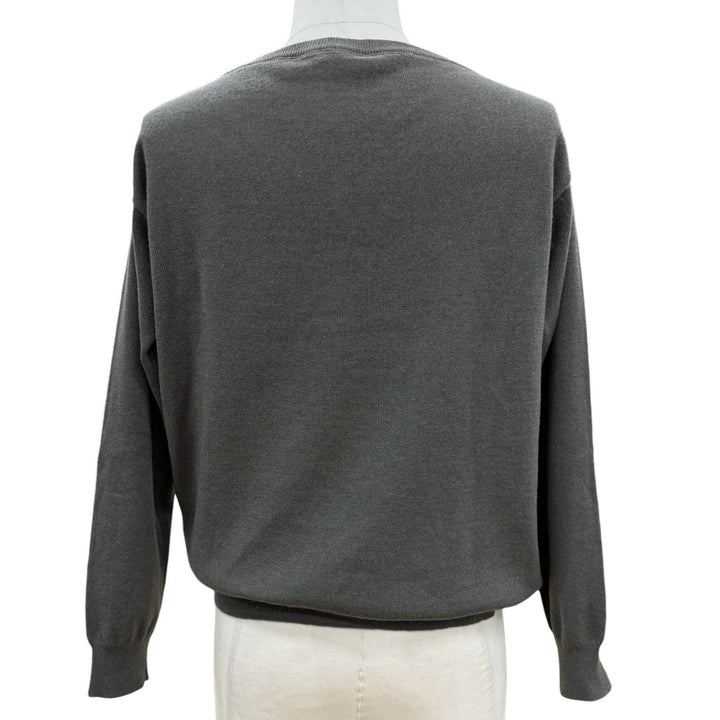 極美品▼Brunello Cucinelli ブルネロクチネリ カシミヤ100% Vネック プルオーバー ニットセーター グレー S イタリア製 正規品 メンズ　