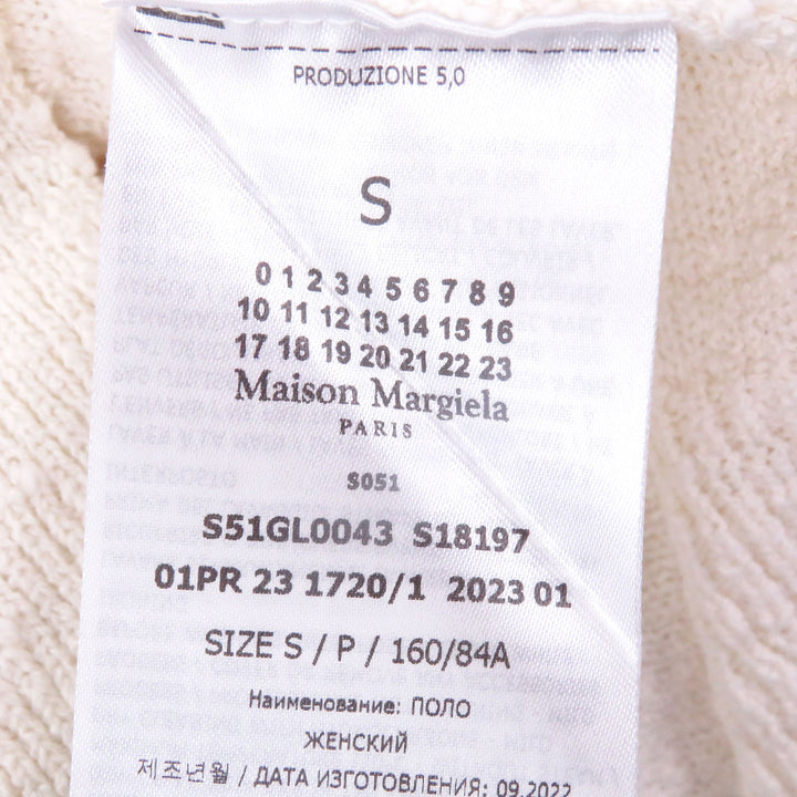 極美品□Maison Margiela 10 メゾンマルジェラ10 23SS S51GL0043 ブークレニット 半袖ポロシャツ カットソー アイボリー S 正規品 メンズ