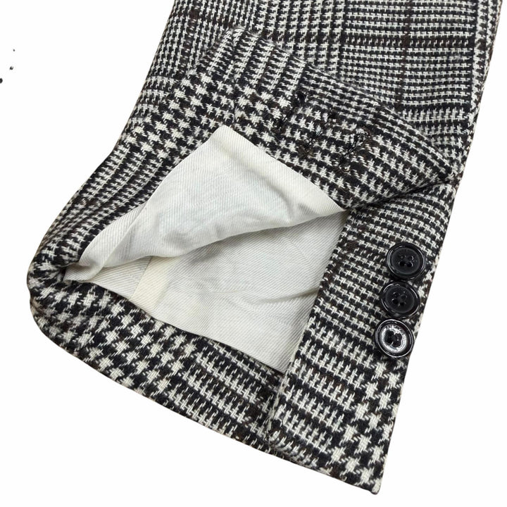 極美品▼RAF SIMONS ラフシモンズ 20AW 25008-09913 グレンチェック ロゴ入りボタン シングルチェスターコート ブラウン ブラック 46