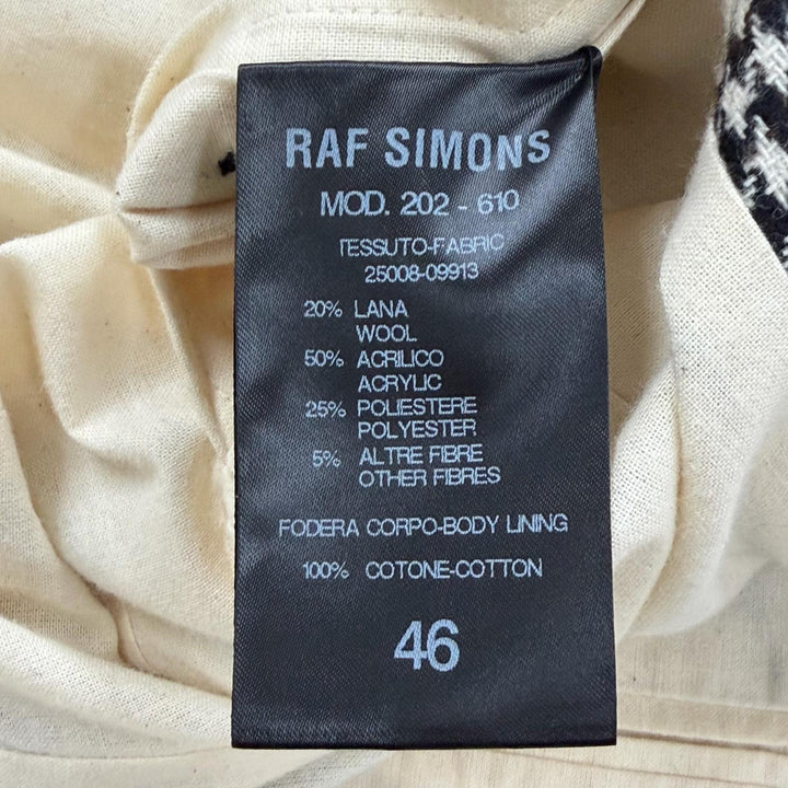 極美品▼RAF SIMONS ラフシモンズ 20AW 25008-09913 グレンチェック ロゴ入りボタン シングルチェスターコート ブラウン ブラック 46