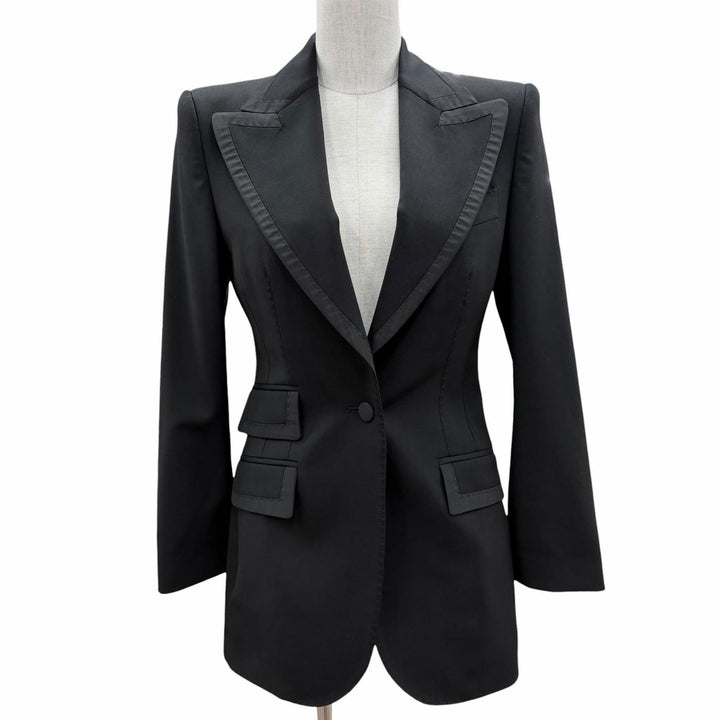 未使用品◇DOLCE&amp;GABBANA ドルチェ＆ガッバーナ F29EFT ウール シルク ジャケット 黒 36 イタリア製 正規品 レディース 定価484000円