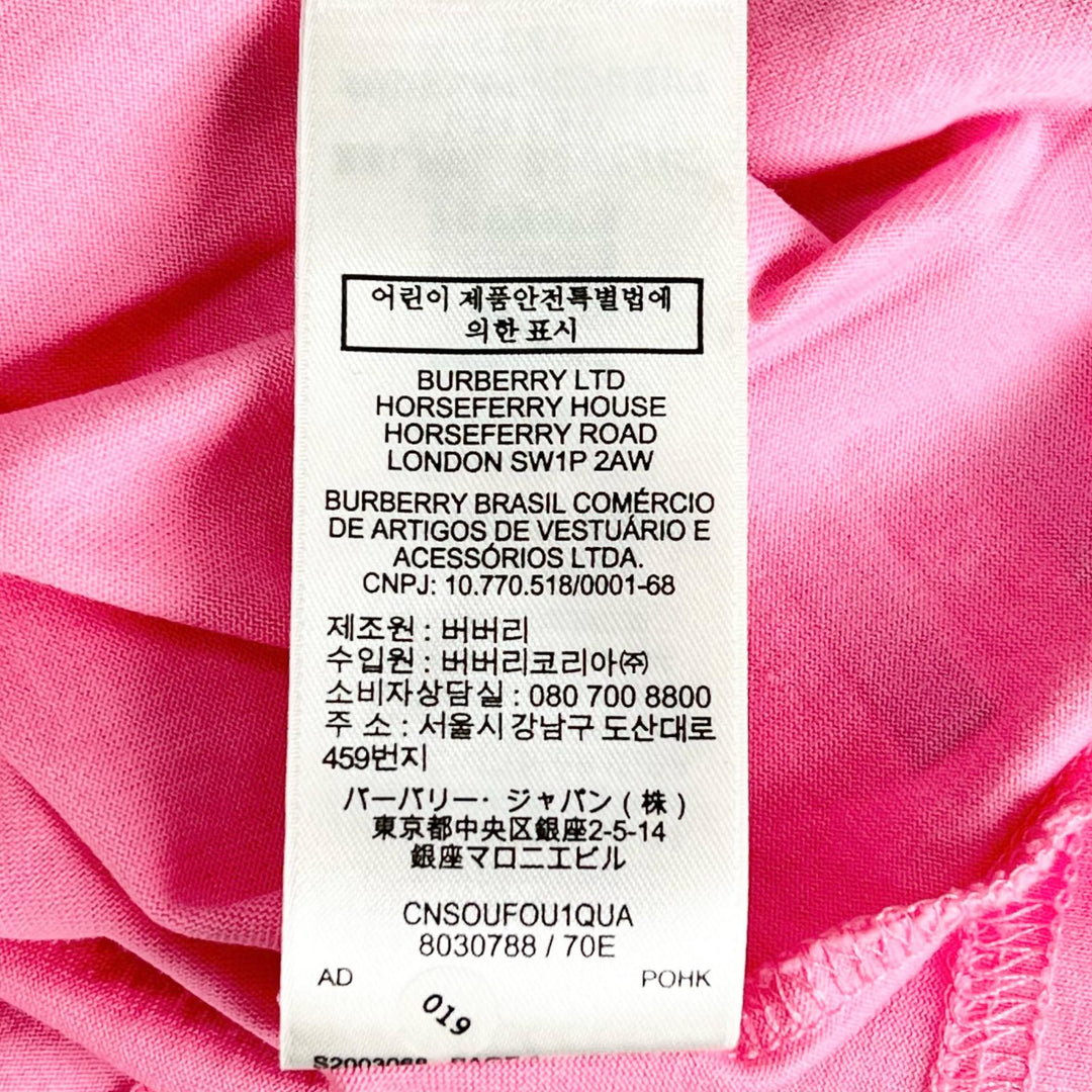美品▲BURBERRY バーバリー 8030788 ティッシ期 コットン100％ ホースフェリープリント 半袖Ｔシャツ ピンク XS 正規品 メンズ