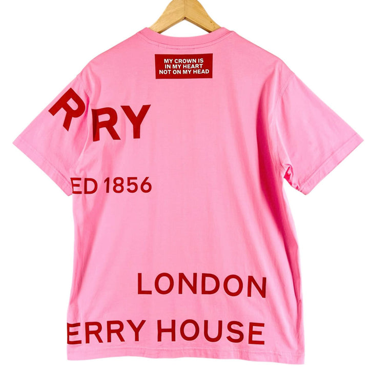 美品▲BURBERRY バーバリー 8030788 ティッシ期 コットン100％ ホースフェリープリント 半袖Ｔシャツ ピンク XS 正規品 メンズ