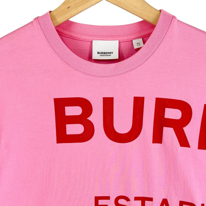 美品▲BURBERRY バーバリー 8030788 ティッシ期 コットン100％ ホースフェリープリント 半袖Ｔシャツ ピンク XS 正規品 メンズ