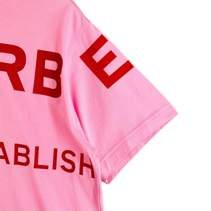 美品▲BURBERRY バーバリー 8030788 ティッシ期 コットン100％ ホースフェリープリント 半袖Ｔシャツ ピンク XS 正規品 メンズ