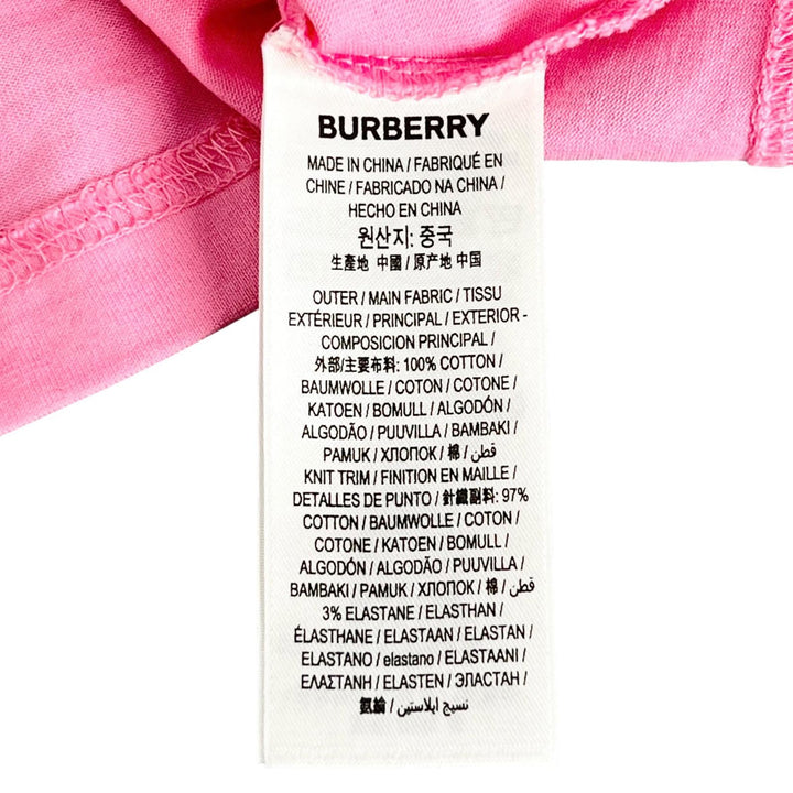 美品▲BURBERRY バーバリー 8030788 ティッシ期 コットン100％ ホースフェリープリント 半袖Ｔシャツ ピンク XS 正規品 メンズ