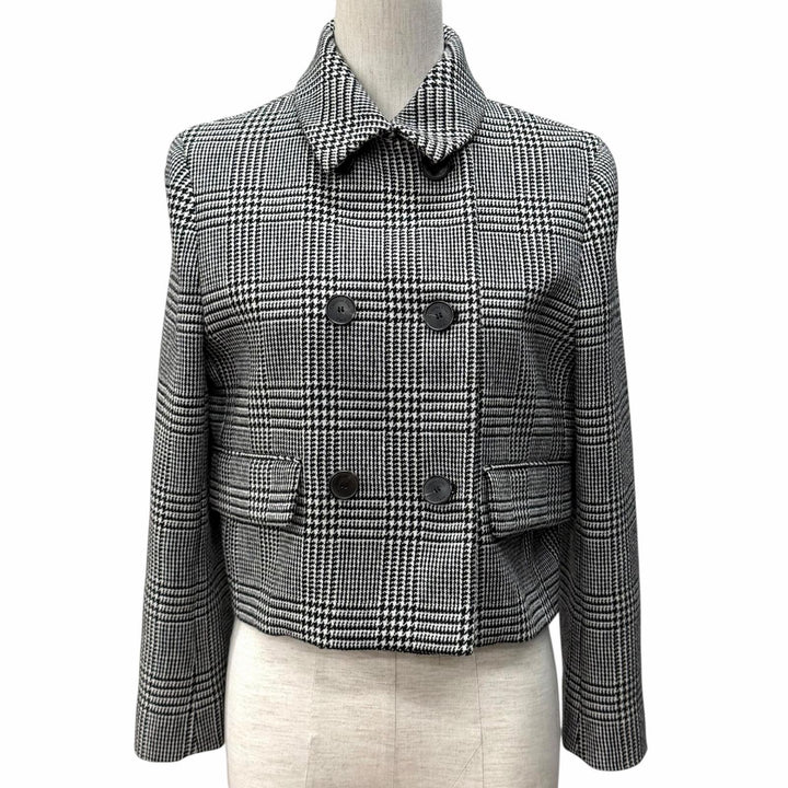 極美品★クリスチャンディオール 23SS 311V86A1376 裏地シルク100％ ハウンドトゥース クロップド グレンチェック ジャケット 40 正規