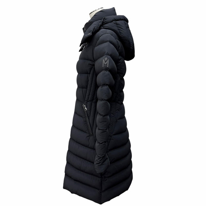 極美品★MACKAGE マッカージュ 11602609-0A FARREN フード・レザーロゴワッペン付 ZIP UP ダウンコート M 正規品 ガーメント・ハンガー付