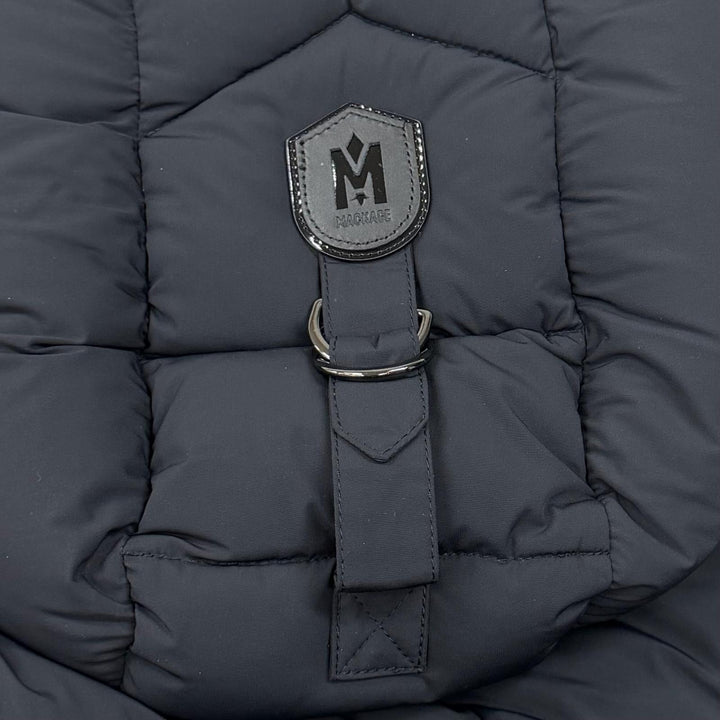 極美品★MACKAGE マッカージュ 11602609-0A FARREN フード・レザーロゴワッペン付 ZIP UP ダウンコート M 正規品 ガーメント・ハンガー付