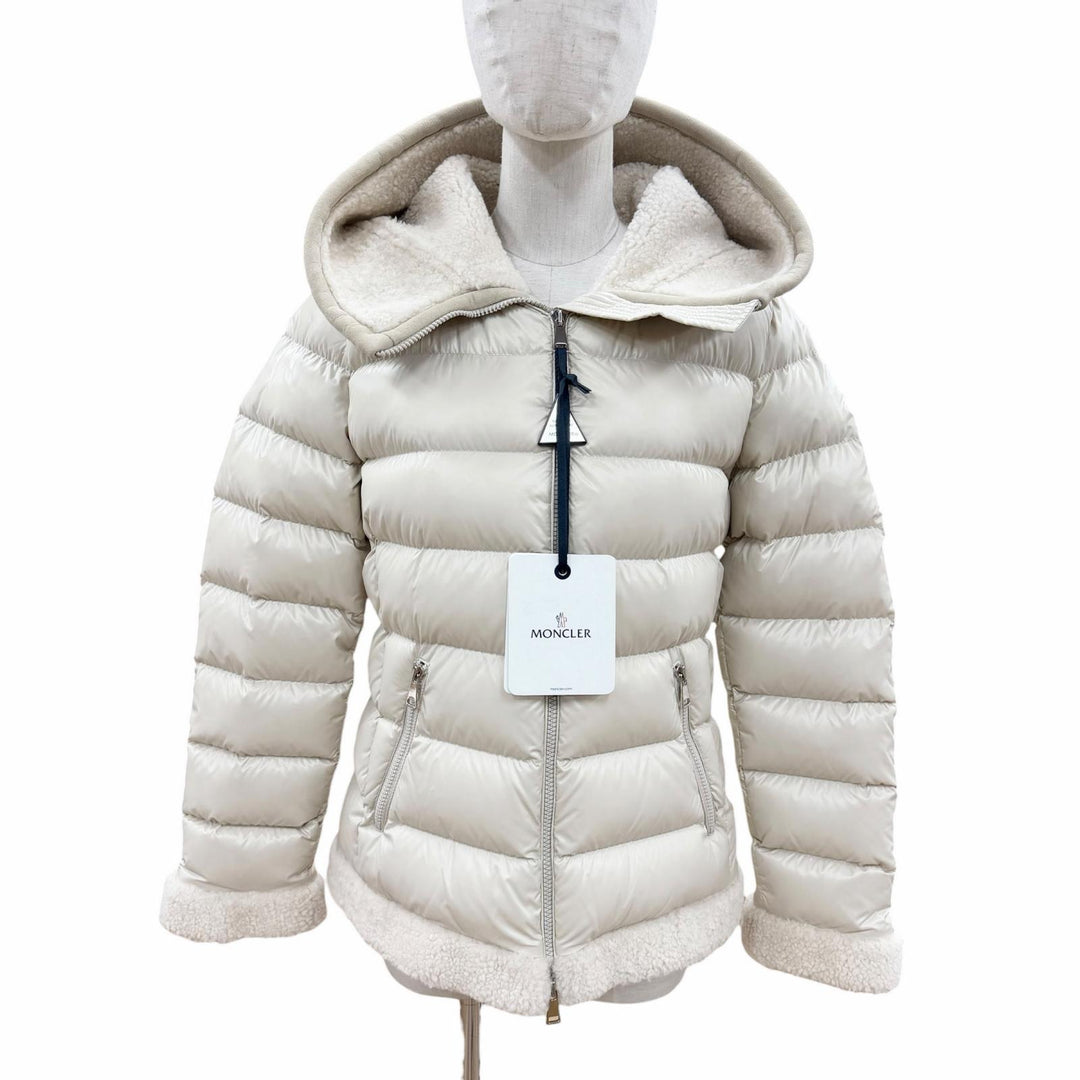 未使用品◇MONCLER モンクレール 22-23AW H20931A00102 GUICHARD ロゴワッペン付 ラムスキン切替 ダウンジャケット ベージュ 1 正規品