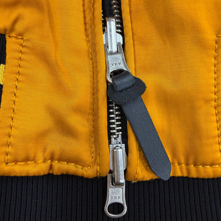 極美品▼COACH keith haring コーチ キースヘリング 刺繍 レザー使い リバーシブル 中綿 WZIPUP スカジャン オレンジ ブラック 46 正規品