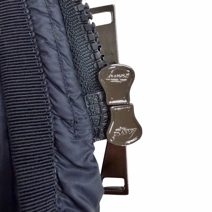 美品◇MONCLER モンクレール C20934930005 HERMINE エルミンヌ ロゴワッペン フード付 ダブルZIP ダウンコート ネイビー 00 レディース
