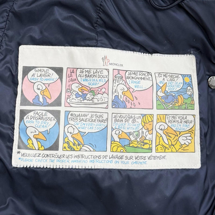 美品◇MONCLER モンクレール C20934930005 HERMINE エルミンヌ ロゴワッペン フード付 ダブルZIP ダウンコート ネイビー 00 レディース