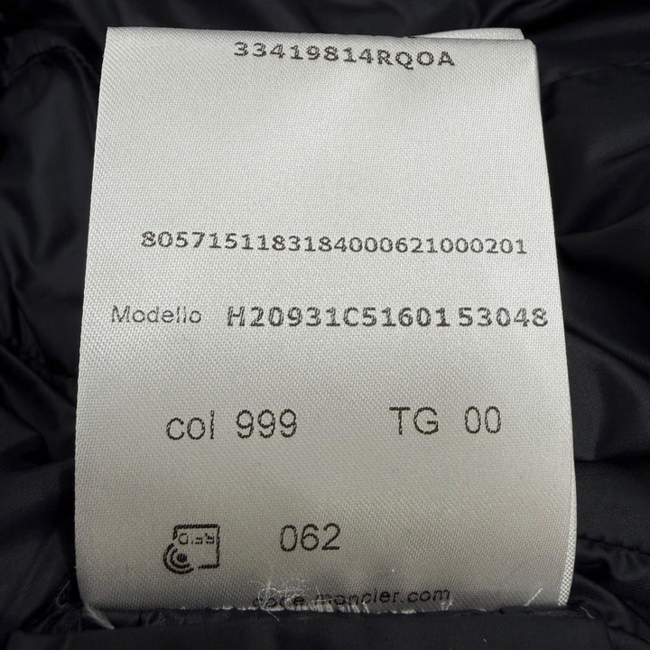 美品☆MONCLER モンクレール 2022年製 H20931C51601 HERMIFUR エルミファー ロゴワッペン・フード付 ダウンコート ブラック 00 正規品