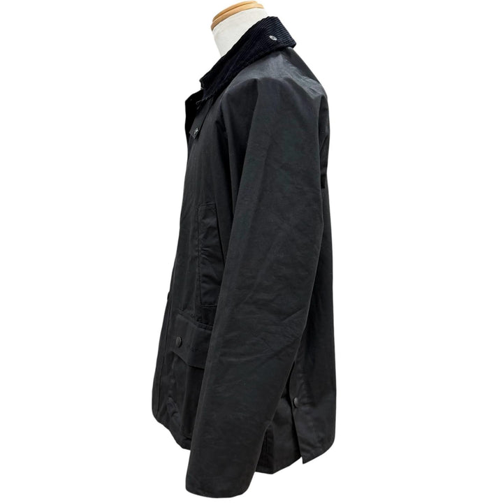 美品▼Barbour バブアー 25AW 252MWX0018 BEDALE 襟コーデュロイ ロゴ刺繍 WZIPUP ワックスジャケット ブラック 38 UK製 正規品 メンズ