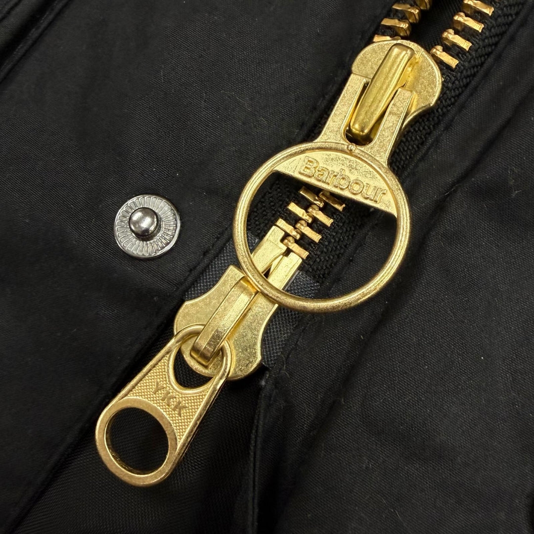 美品▼Barbour バブアー 25AW 252MWX0018 BEDALE 襟コーデュロイ ロゴ刺繍 WZIPUP ワックスジャケット ブラック 38 UK製 正規品 メンズ