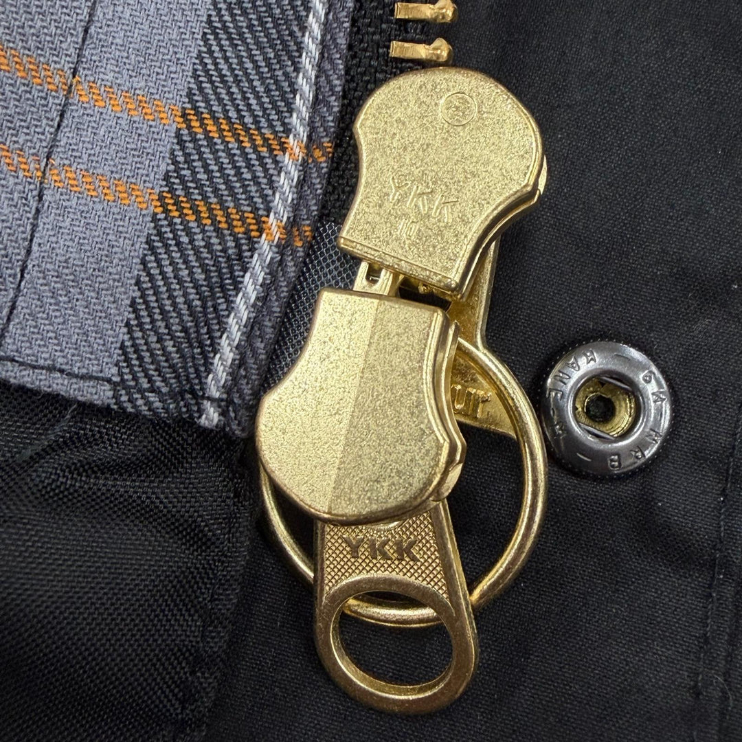 美品▼Barbour バブアー 25AW 252MWX0018 BEDALE 襟コーデュロイ ロゴ刺繍 WZIPUP ワックスジャケット ブラック 38 UK製 正規品 メンズ