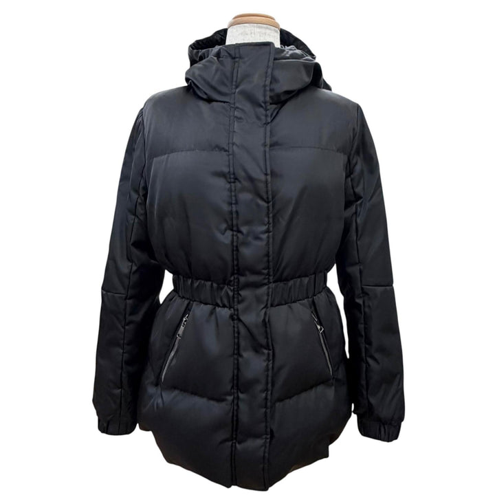 美品△MONCLER モンクレール 2018年製 D20934680005 FATSIAN ファシア ロゴワッペン フード付き ダウンジャケット ブラック 0 正規品