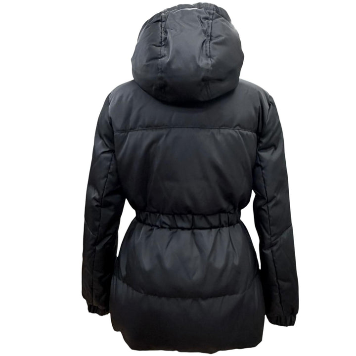 美品△MONCLER モンクレール 2018年製 D20934680005 FATSIAN ファシア ロゴワッペン フード付き ダウンジャケット ブラック 0 正規品