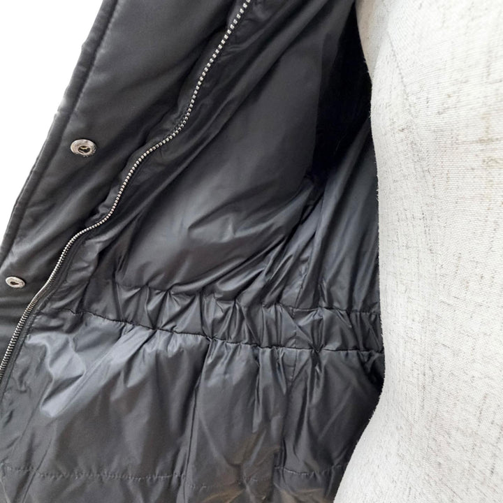 美品△MONCLER モンクレール 2018年製 D20934680005 FATSIAN ファシア ロゴワッペン フード付き ダウンジャケット ブラック 0 正規品