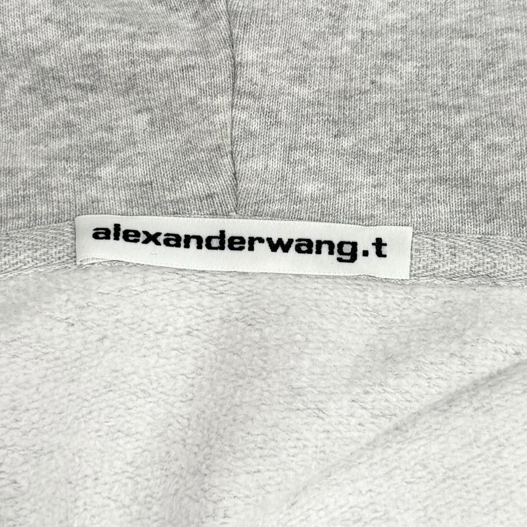 極美品★Alexander Wang アレキサンダーワン 4CC1252112 コットン100％ ラインストーン 裏起毛 ZIP UP パーカー グレー XS 正規品